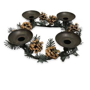 PartyLite Pinecone Candleholder Wreath P8246 Metal Centerpiece Holiday D…